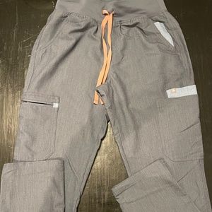 Figs women's high wasted yola skinny scrub pants--petite small, heather denim